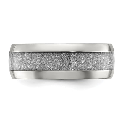 Chisel Stainless Steel Polished Glitter Paper Inlay Center 8mm Band