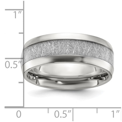 Chisel Stainless Steel Polished Glitter Paper Inlay Center 8mm Band