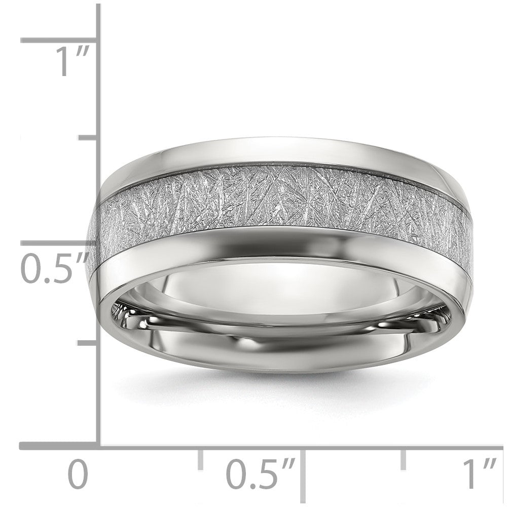 Chisel Stainless Steel Polished Glitter Paper Inlay Center 8mm Band