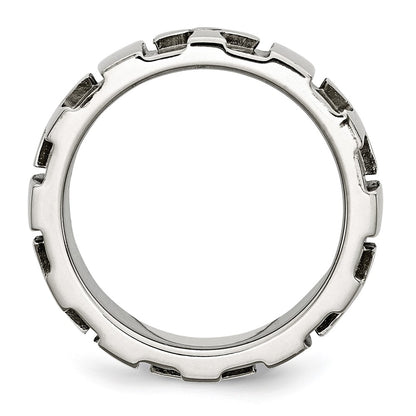 Chisel Stainless Steel Brushed and Polished 3pt Diamond Cross 9mm Band