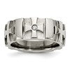 Chisel Stainless Steel Brushed and Polished 3pt Diamond Cross 9mm Band