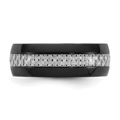 Chisel Stainless Steel Polished Black IP-plated with Carbon Fiber Inlay 8mm Band