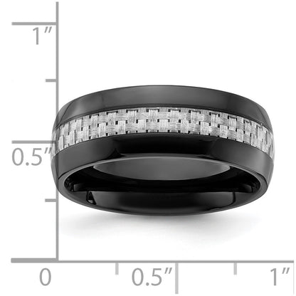 Chisel Stainless Steel Polished Black IP-plated with Carbon Fiber Inlay 8mm Band