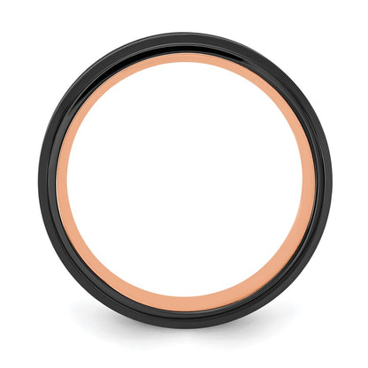 Chisel Stainless Steel Brushed and Polished Black and Rose IP-plated 8mm Band