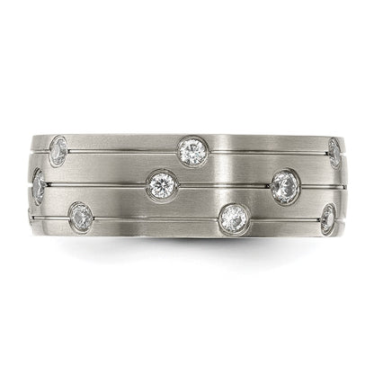 Chisel Stainless Steel Brushed with CZ 8.00mm Band