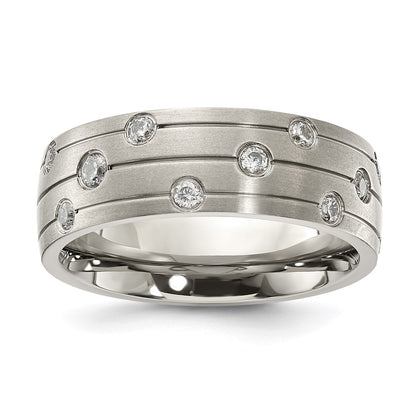 Chisel Stainless Steel Brushed with CZ 8.00mm Band