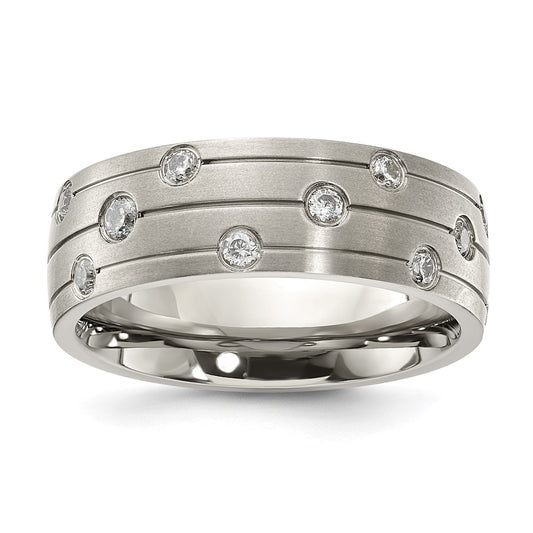 Chisel Stainless Steel Brushed with CZ 8.00mm Band