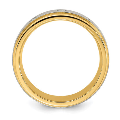 Chisel Stainless Steel Polished with Brushed Center Yellow IP-plated 8.00mm Band