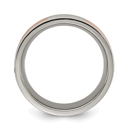 Chisel Stainless Steel Polished Rose IP-plated with CZ 7.00mm Band