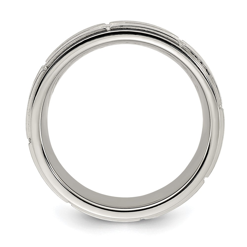 Chisel Stainless Steel Polished with Brushed Center with CZ 7.00mm Band