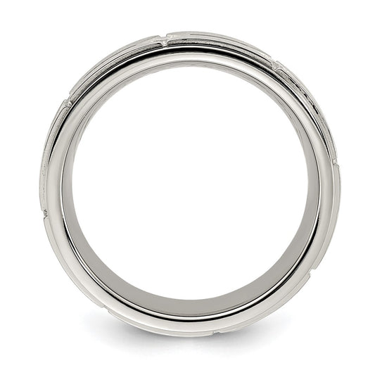 Chisel Stainless Steel Polished with Brushed Center with CZ 7.00mm Band