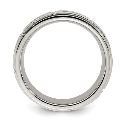 Chisel Stainless Steel Polished with Brushed Center with CZ 7.00mm Band