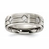 Chisel Stainless Steel Polished with Brushed Center with CZ 7.00mm Band