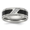 Chisel Stainless Steel Polished with Black Carbon Fiber Inlay and CZ 8mm Band