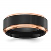 Chisel Stainless Steel Polished with Brushed Center Black and Rose IP-plated 8mm Band