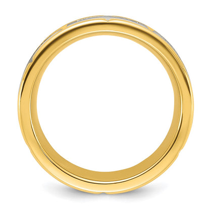 Chisel Stainless Steel Brushed and Polished Yellow IP-plated CZ 8mm Band