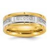 Chisel Stainless Steel Brushed and Polished Yellow IP-plated CZ 8mm Band