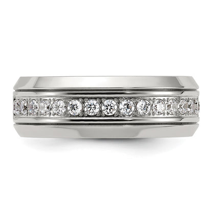 Chisel Stainless Steel Polished with CZ 8mm Band