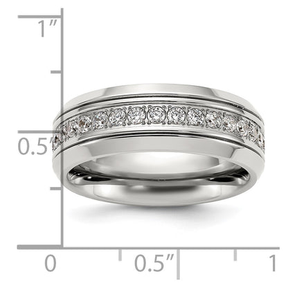 Chisel Stainless Steel Polished with CZ 8mm Band