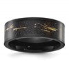Chisel Stainless Steel Polished Black IP-plated Black and Gold Foil Inlay 8mm Band