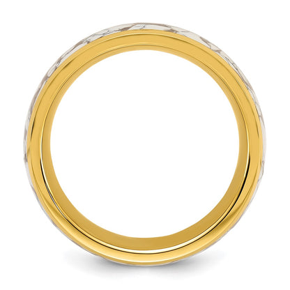 Chisel Stainless Steel Polished Yellow IP-plated with Ceramic Fragments Inlay 8mm Band