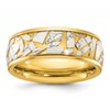 Chisel Stainless Steel Polished Yellow IP-plated with Ceramic Fragments Inlay 8mm Band