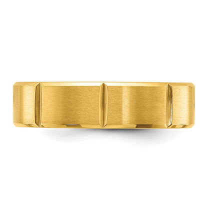 Chisel Stainless Steel Brushed and Polished Yellow IP-plated Grooved 6mm Band