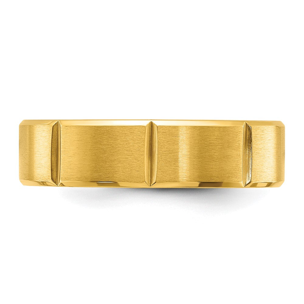 Chisel Stainless Steel Brushed and Polished Yellow IP-plated Grooved 6mm Band