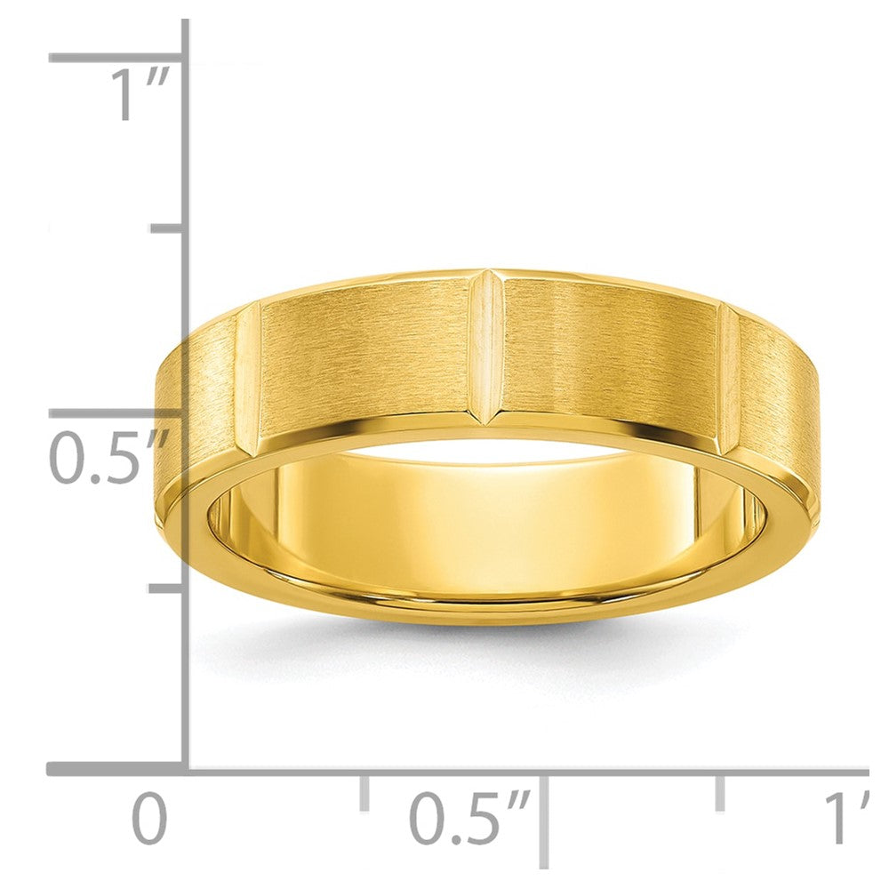 Chisel Stainless Steel Brushed and Polished Yellow IP-plated Grooved 6mm Band