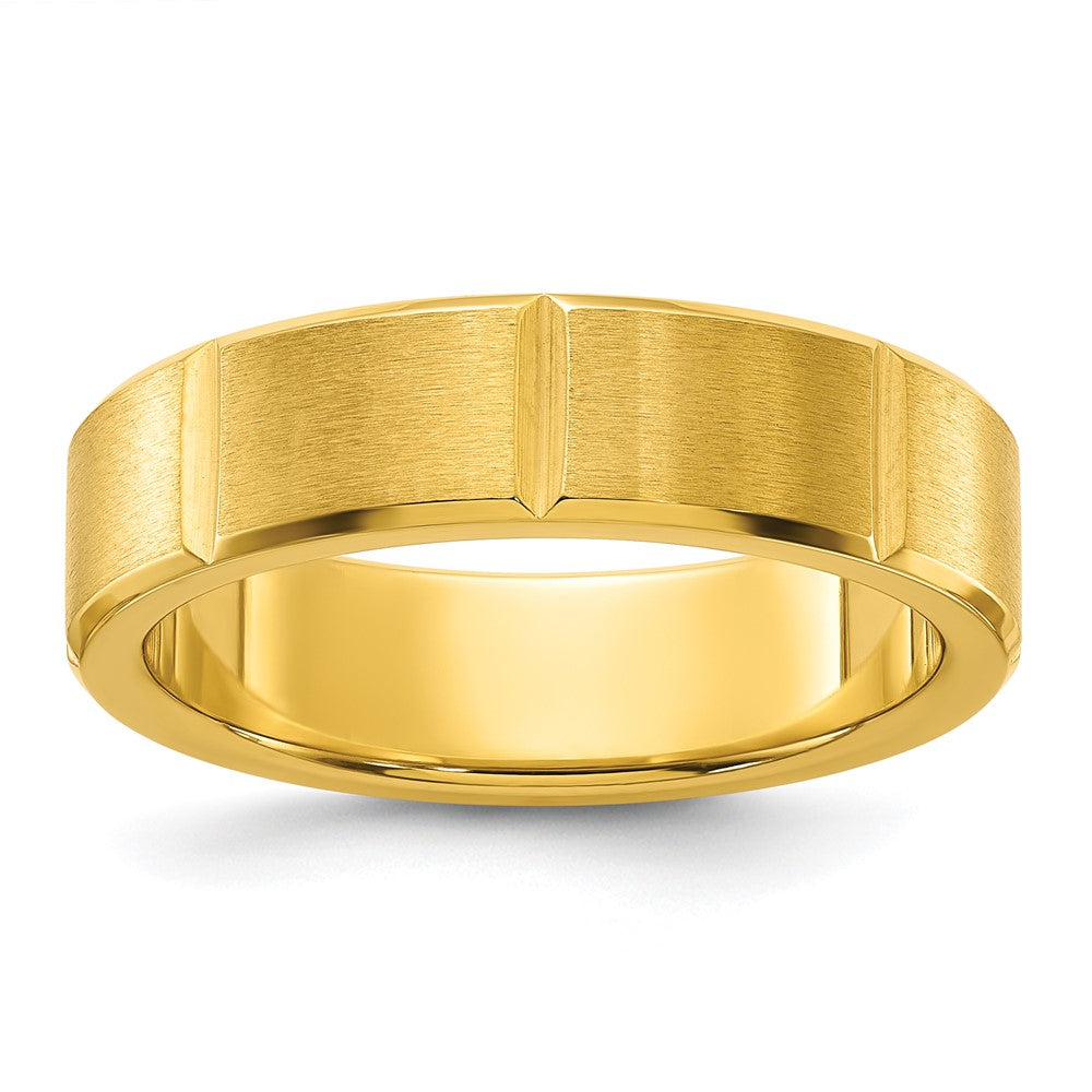Chisel Stainless Steel Brushed and Polished Yellow IP-plated Grooved 6mm Band