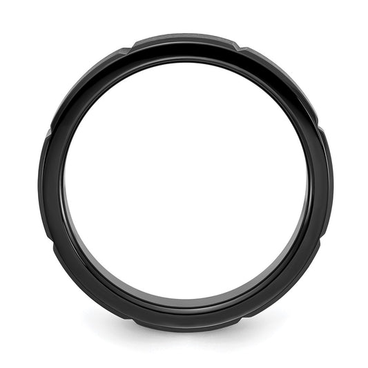 Chisel Stainless Steel Brushed and Polished Black IP-plated Grooved 6mm Band