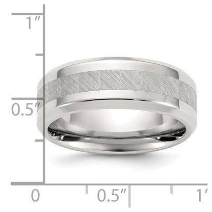Chisel Stainless Steel Polished with Brushed Center 8mm Band