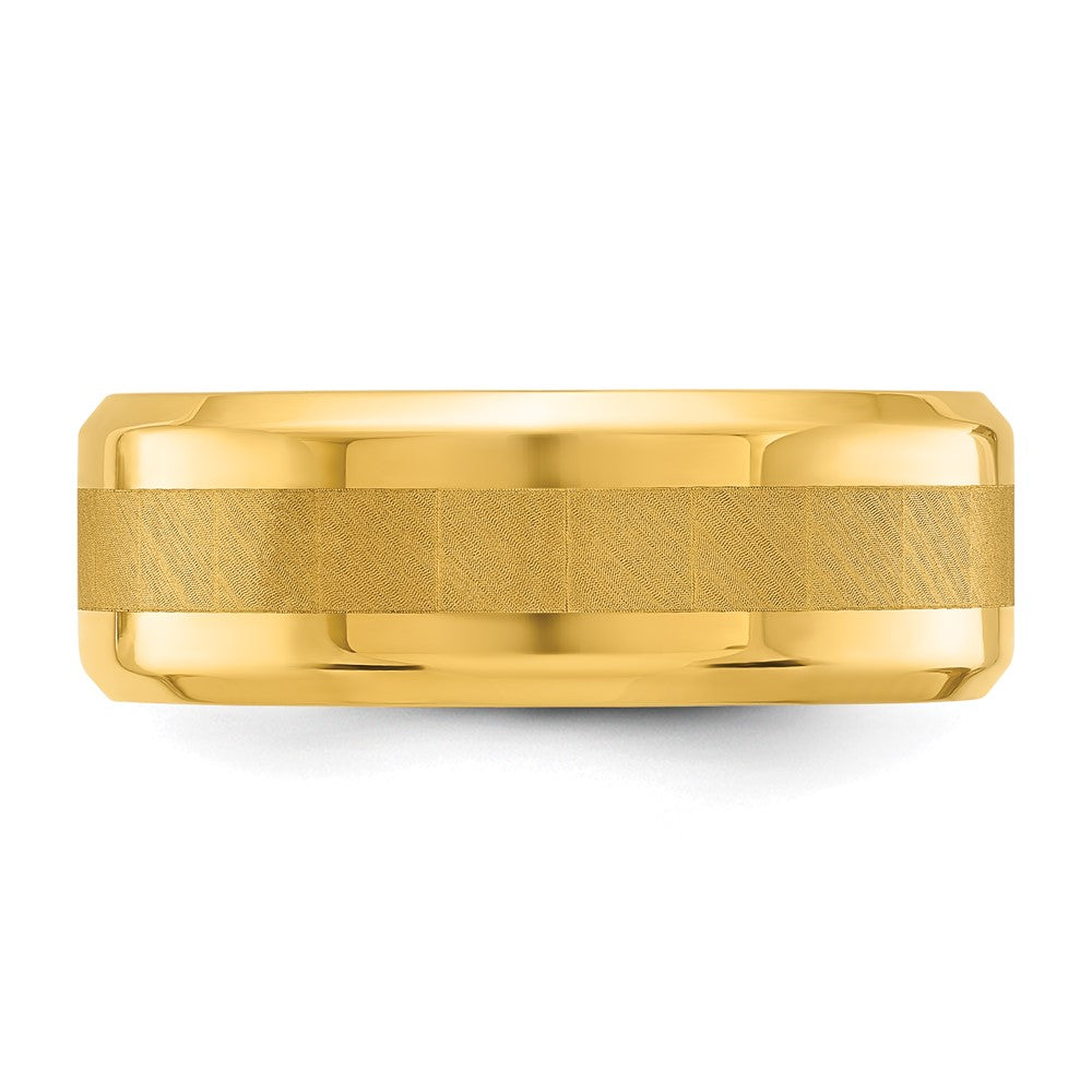 Chisel Stainless Steel Polished Yellow IP-plated Brushed Center 8mm Band