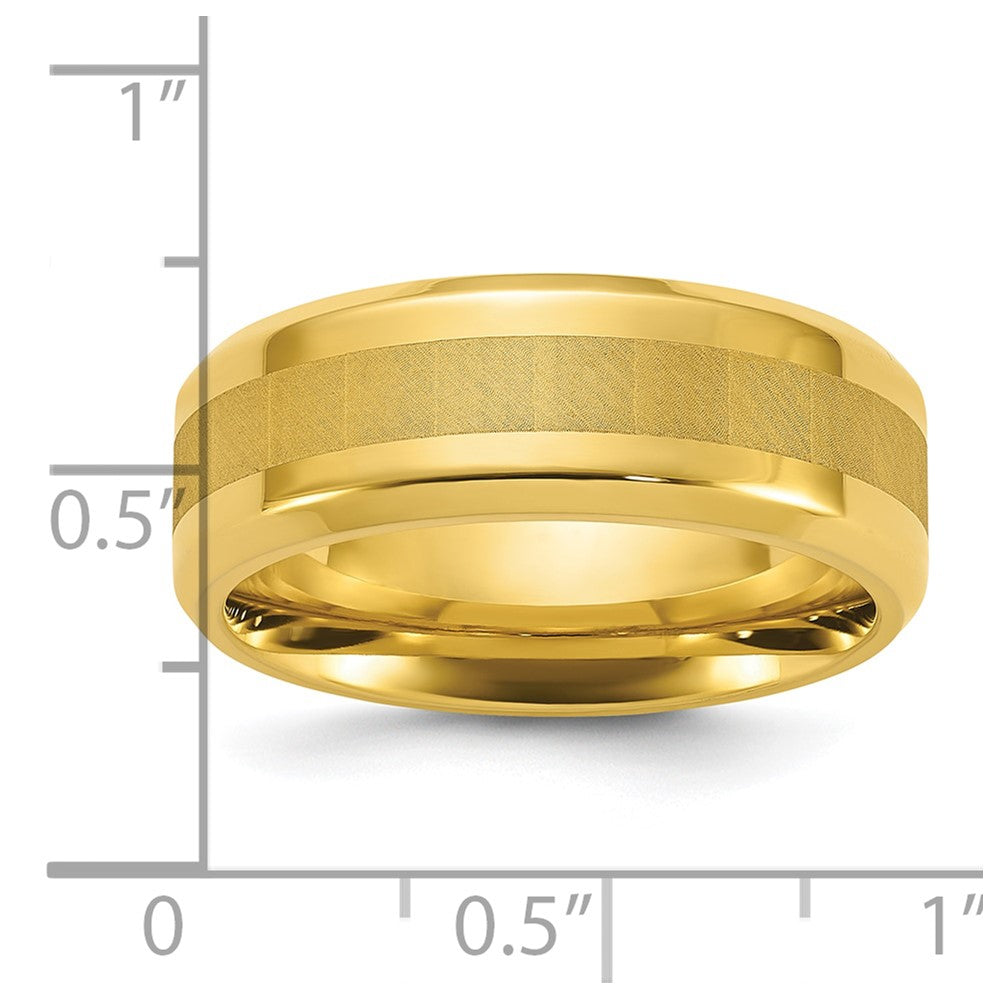 Chisel Stainless Steel Polished Yellow IP-plated Brushed Center 8mm Band
