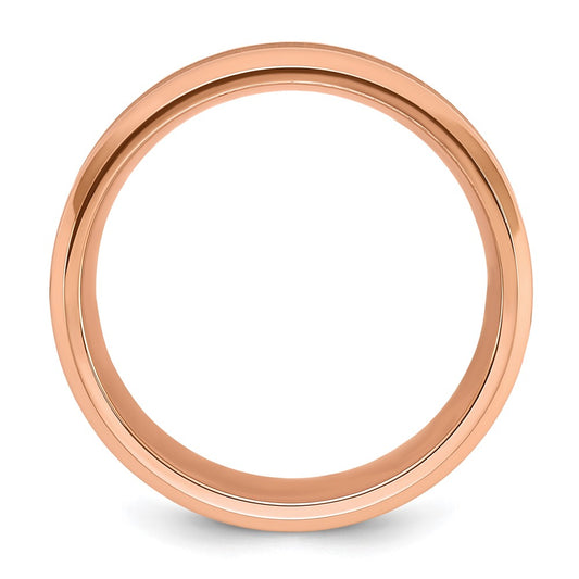 Chisel Stainless Steel Polished Rose IP-plated with Brushed Center 8mm Band