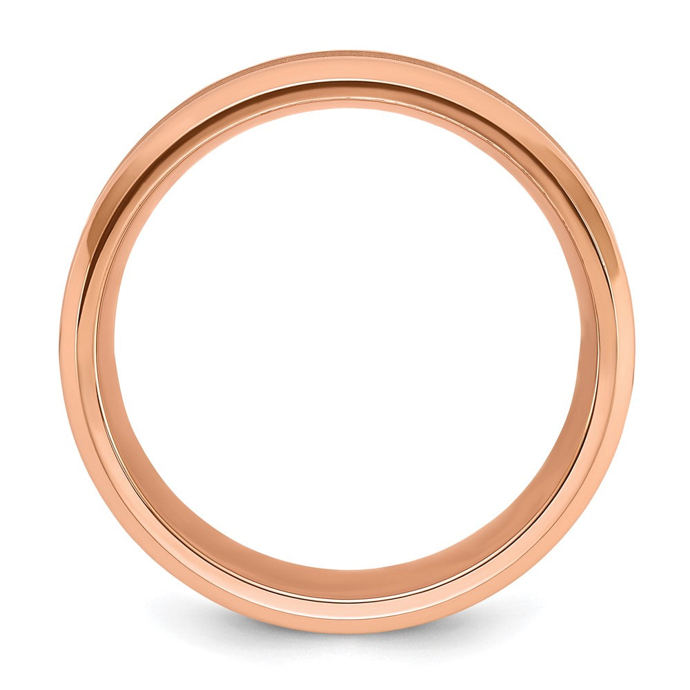 Chisel Stainless Steel Polished Rose IP-plated with Brushed Center 8mm Band