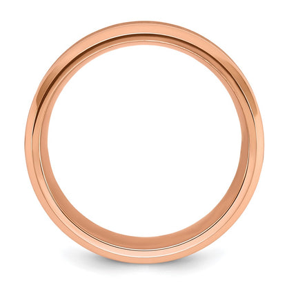 Chisel Stainless Steel Polished Rose IP-plated with Brushed Center 8mm Band