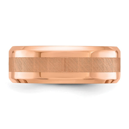 Chisel Stainless Steel Polished Rose IP-plated with Brushed Center 8mm Band