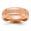 Chisel Stainless Steel Polished Rose IP-plated with Brushed Center 8mm Band