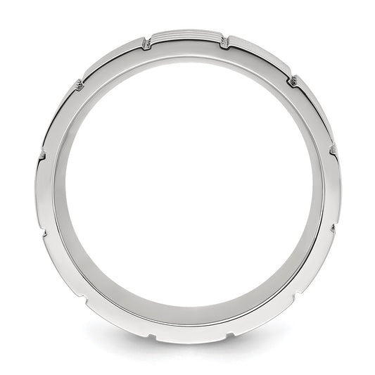 Chisel Stainless Steel Polished and Grooved 8mm Band