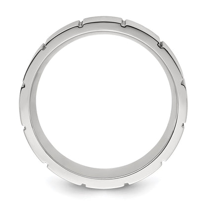 Chisel Stainless Steel Polished and Grooved 8mm Band