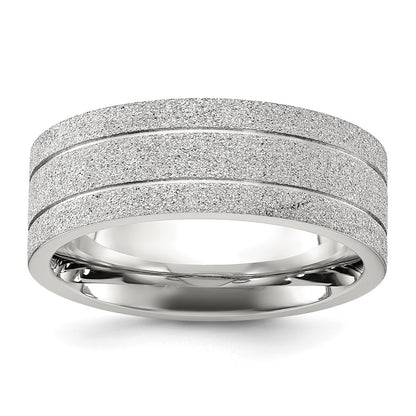 Chisel Stainless Steel Polished Laser-cut and Grooved 8mm Band