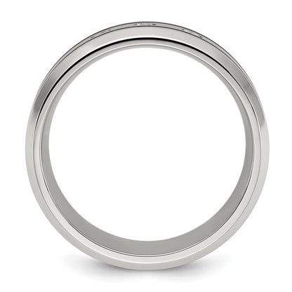 Chisel Stainless Steel Brushed and Polished Enameled with CZ 8mm Band