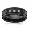 Chisel Stainless Steel Brushed and Polished Black IP-plated with CZ 8mm Band