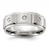 Chisel Stainless Steel Brushed and Polished Grooved with CZ 8mm Band