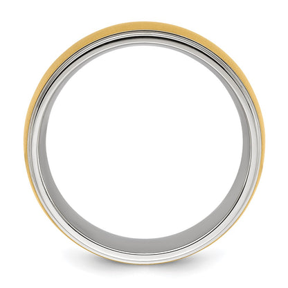 Chisel Stainless Steel Polished with Brushed Yellow IP-plated Center 8mm Band