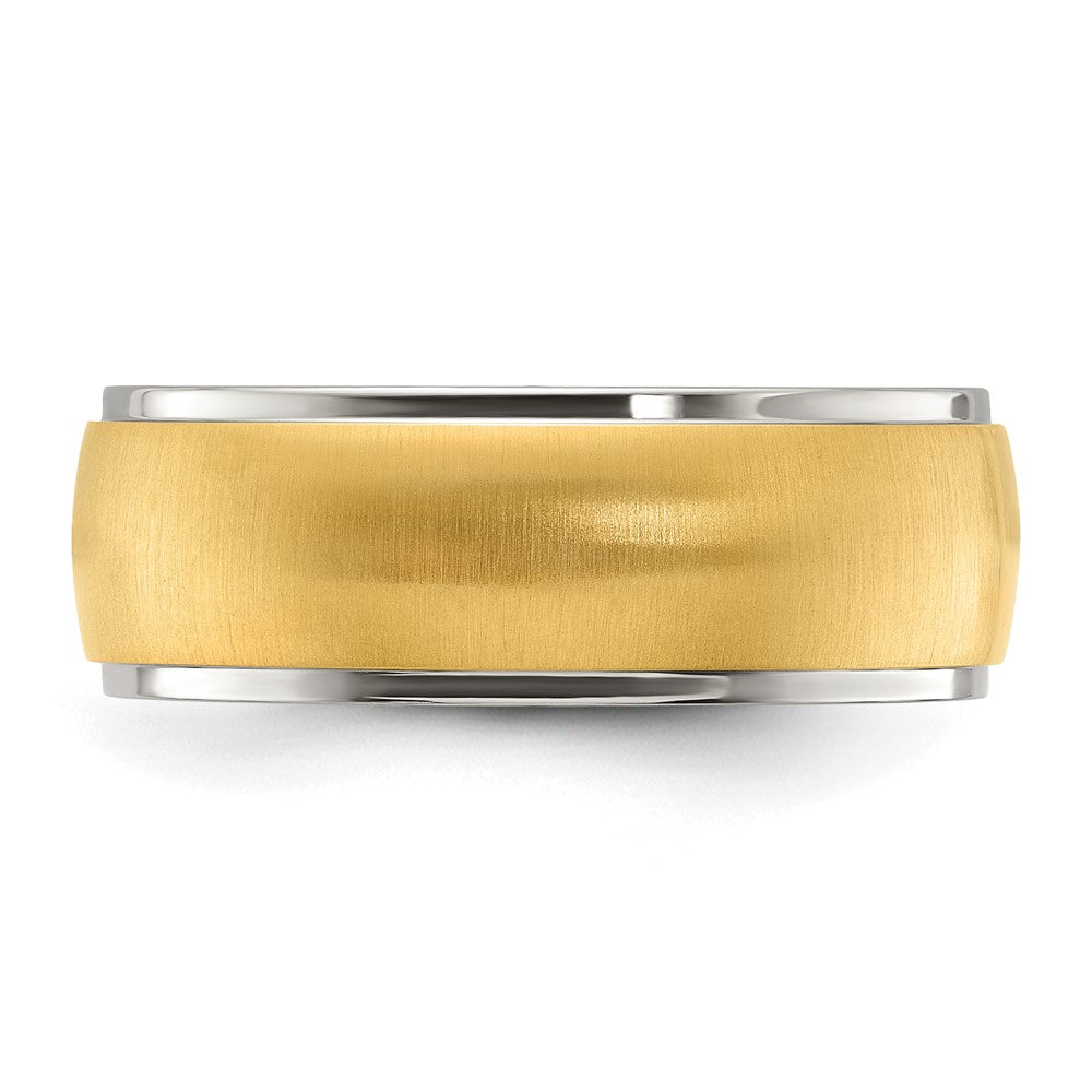 Chisel Stainless Steel Polished with Brushed Yellow IP-plated Center 8mm Band
