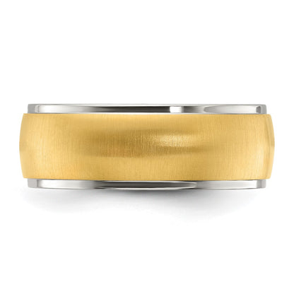 Chisel Stainless Steel Polished with Brushed Yellow IP-plated Center 8mm Band