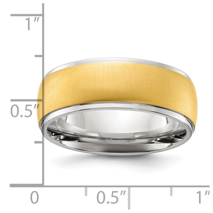 Chisel Stainless Steel Polished with Brushed Yellow IP-plated Center 8mm Band