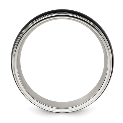 Chisel Stainless Steel Polished with Brushed Black IP-plated Center 8mm Band